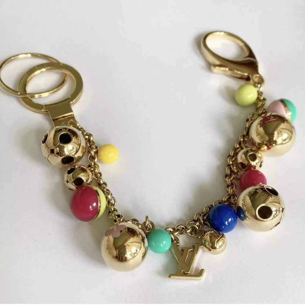 LOUIS VUITTON RARE Grelots Multicolor Gold Bag Charm Keychain Key Ring - Picture 5 of 11